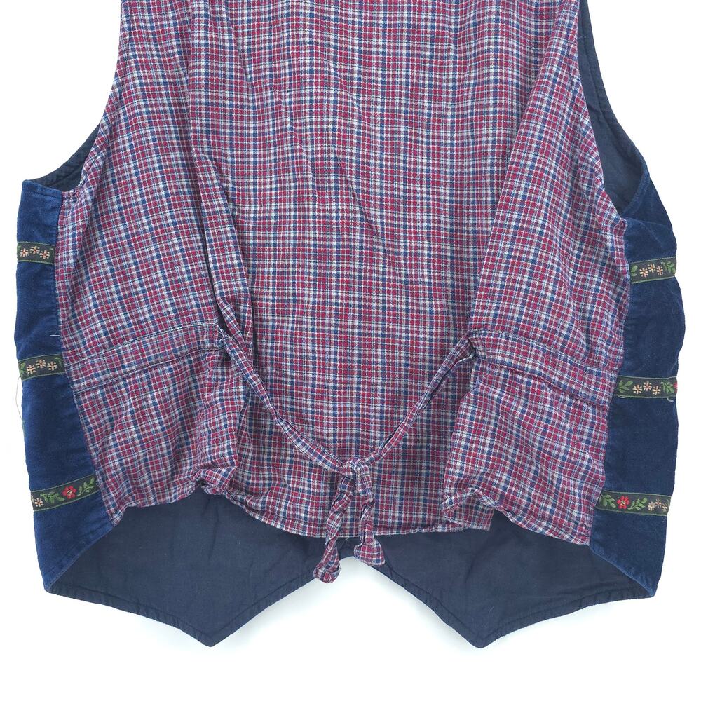 Vintage Casey&Max Cottagecore Quilt Velvet Sewn Floral Plaid Button Down Vest L - Picture 10 of 10
